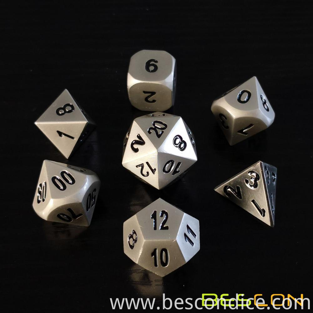 Solid Metal Dice Set Nickle Finish 1